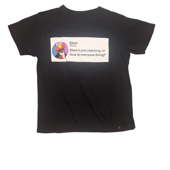 S Sesame Street T-Shirt – Black Elmo Viral Tweet Meme Graphic - Picture 1 of 5